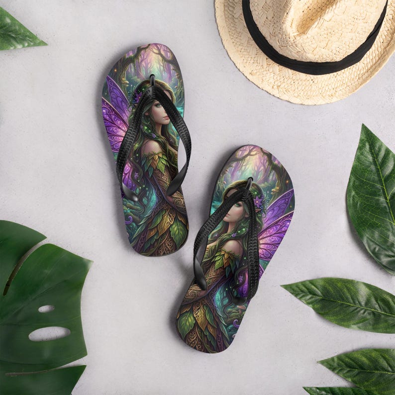 Fantasy Fairy Sandals | Forest Fae Sublimation Flip Flops