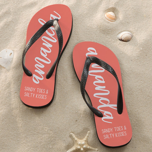 Scripty Style Personalized Adult Flip Flops, Gifts for Her, Bridesmaid Gift, Summer Gift