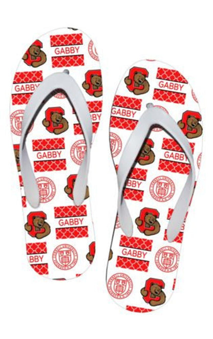 College themed flip flops, customized for any school!