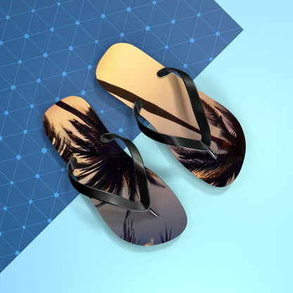 Tropical Palm Tree Flip Flops | Beach Sandals | Vacation Footwear | Summer Shoes | Palm Leaf Print