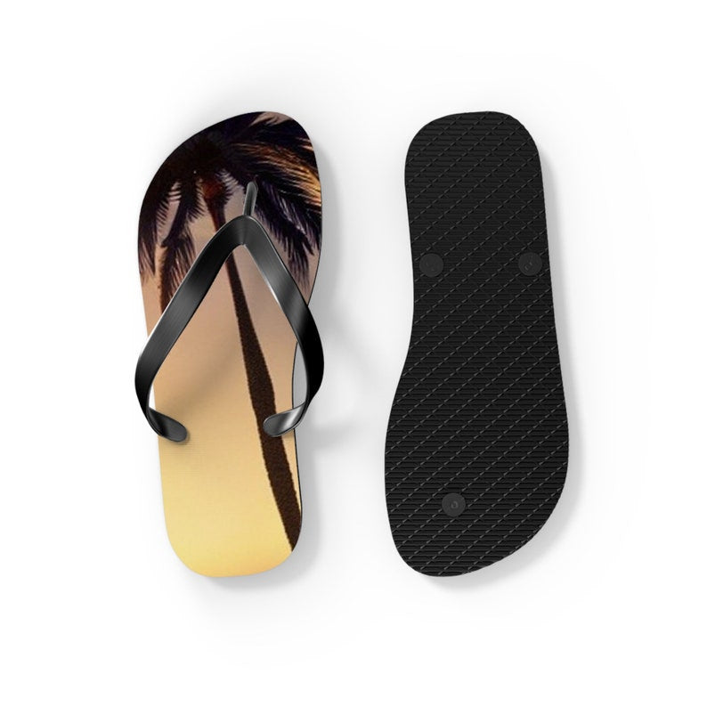 Tropical Palm Tree Flip Flops | Beach Sandals | Vacation Footwear | Summer Shoes | Palm Leaf Print