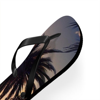Tropical Palm Tree Flip Flops | Beach Sandals | Vacation Footwear | Summer Shoes | Palm Leaf Print