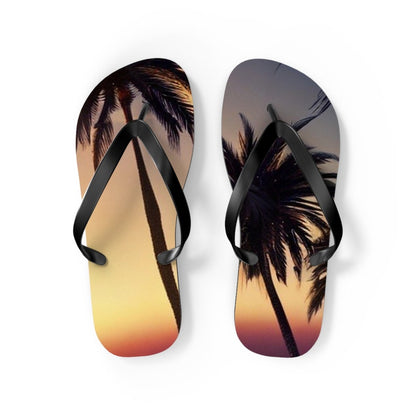 Tropical Palm Tree Flip Flops | Beach Sandals | Vacation Footwear | Summer Shoes | Palm Leaf Print