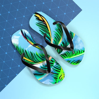 Tropical Palm Tree Flip Flops | Beach Sandals | Vacation Footwear | Summer Shoes | Palm Leaf Print