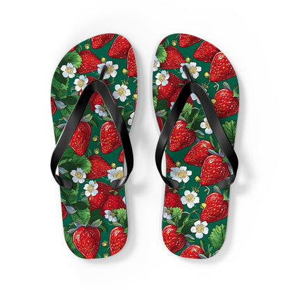 Strawberry Print Flip Flops: Soft Polyester EVA Sole