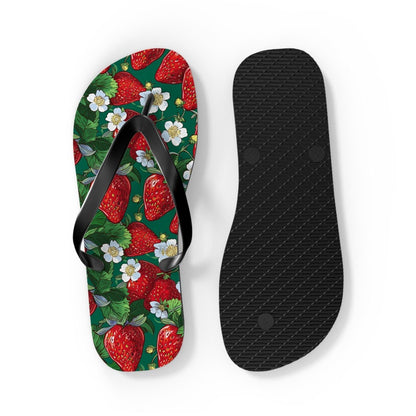 Strawberry Print Flip Flops: Soft Polyester EVA Sole