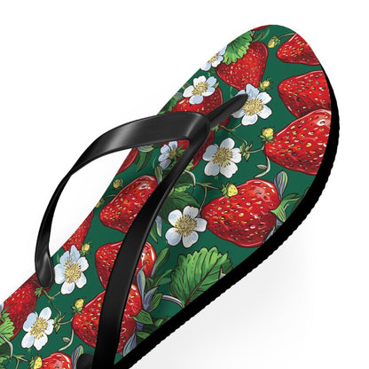 Strawberry Print Flip Flops: Soft Polyester EVA Sole