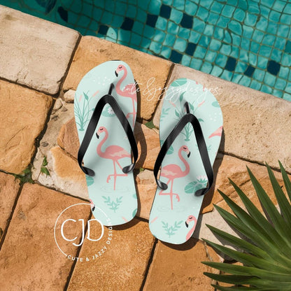 Custom Sublimation Flip Flops Flamingos Summer Sandals Beachwear Footwear Pool Lake Boat Bridal Vacation Gift