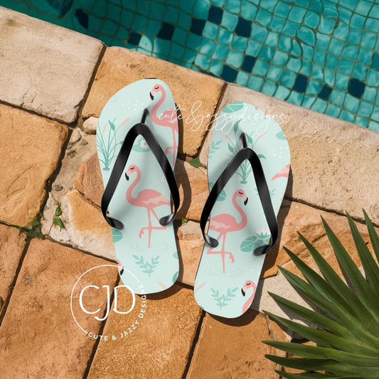 Custom Sublimation Flip Flops Flamingos Summer Sandals Beachwear Footwear Pool Lake Boat Bridal Vacation Gift