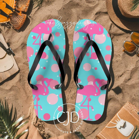 Custom Sublimation Flip Flops Flamingos Summer Sandals Beachwear Footwear Pool Lake Boat Bridal Vacation Gift