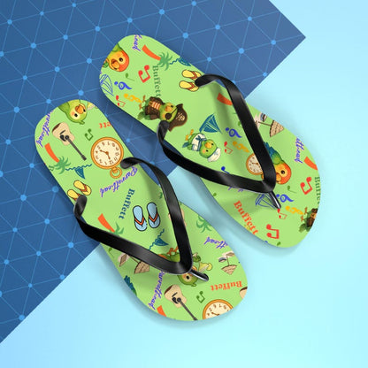 Jimmy Buffett Parrothead Tropical Parrot Pattern Flip Flops-Beach, Pirate, Music Icons, Summer shoes, Sailor gift, Margaritaville, Margarita
