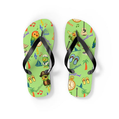 Jimmy Buffett Parrothead Tropical Parrot Pattern Flip Flops-Beach, Pirate, Music Icons, Summer shoes, Sailor gift, Margaritaville, Margarita