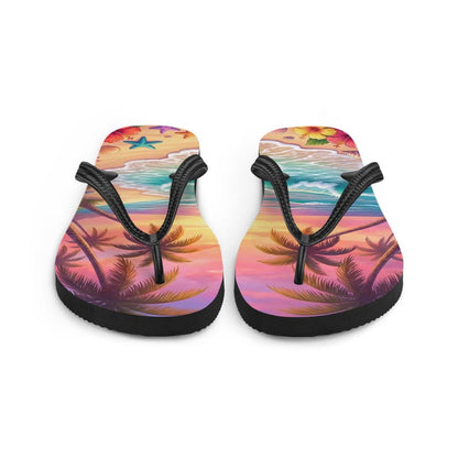 Tropical Beach Flip Flops | Sunset Ocean Wave | Sublimation Sandals