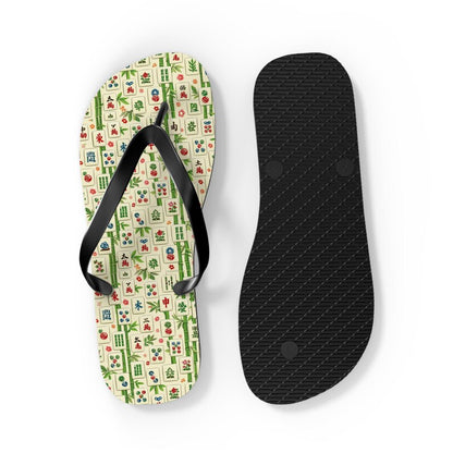 Mahjong Tile Pattern Flip Flops | Asian Game Tile Beach Sandals