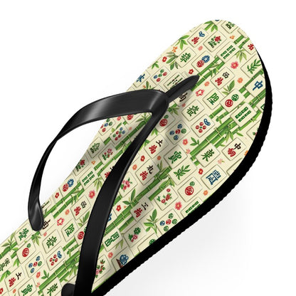 Mahjong Tile Pattern Flip Flops | Asian Game Tile Beach Sandals