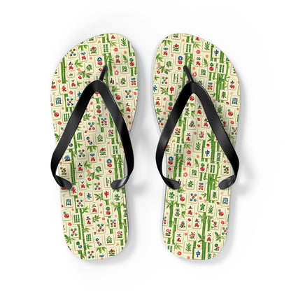 Mahjong Tile Pattern Flip Flops | Asian Game Tile Beach Sandals