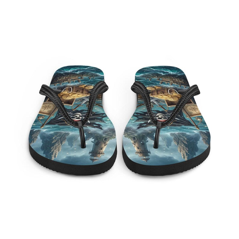 Pirate Flip Flops | Treasure Chest & Stormy Sea | Sublimation Sandals