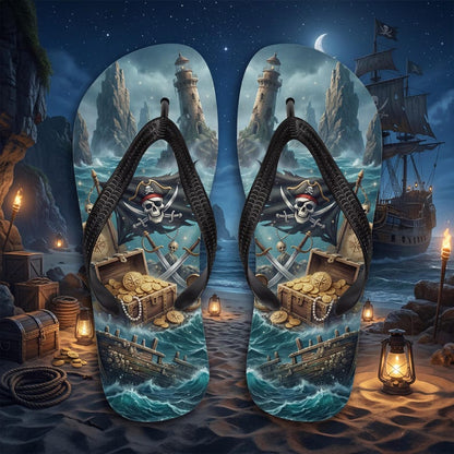 Pirate Flip Flops | Treasure Chest & Stormy Sea | Sublimation Sandals