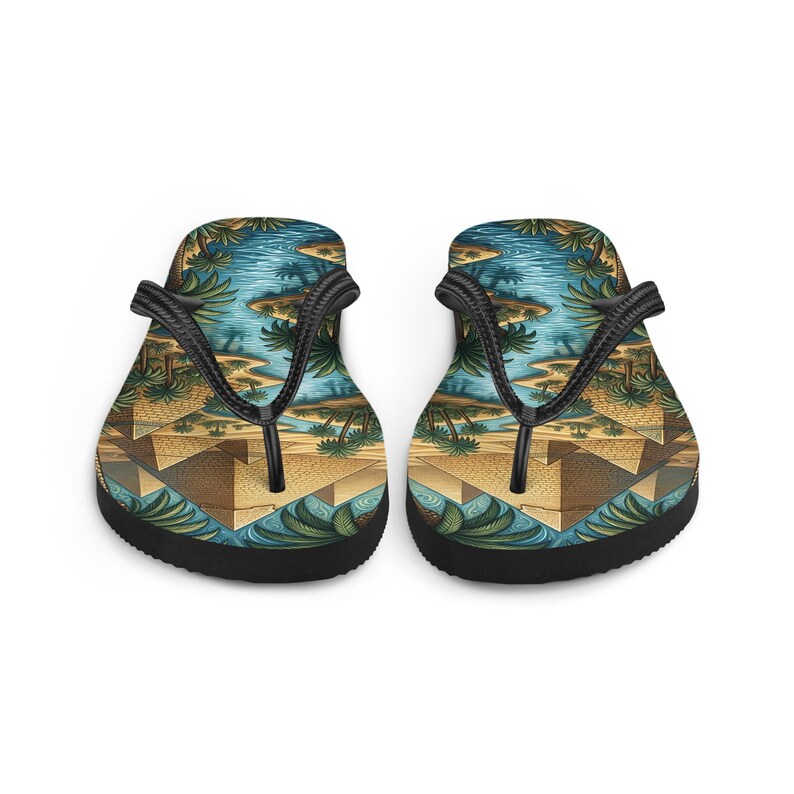 Ancient Egyptian Flip Flops | Pyramid & Nile River Sublimation Sandals