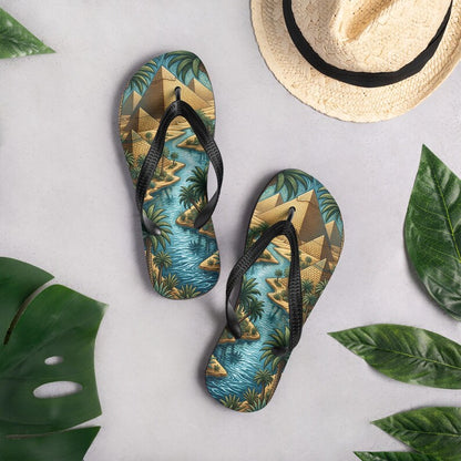 Ancient Egyptian Flip Flops | Pyramid & Nile River Sublimation Sandals