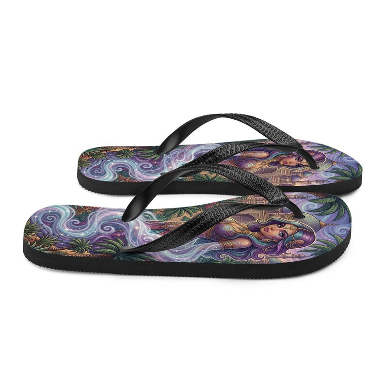 Magical Fantasy Flip Flops | Arabian Genie Girl & Enchanted Palace Sandals
