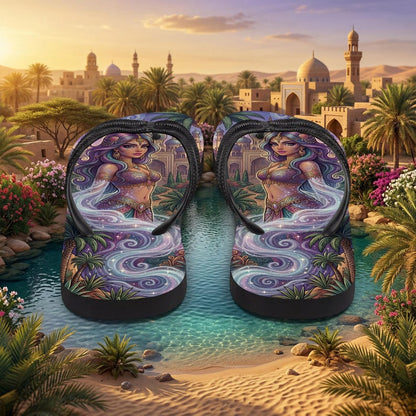 Magical Fantasy Flip Flops | Arabian Genie Girl & Enchanted Palace Sandals