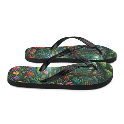Jungle Flip Flops | Tropical Rainforest Lagoon Sublimation Sandals