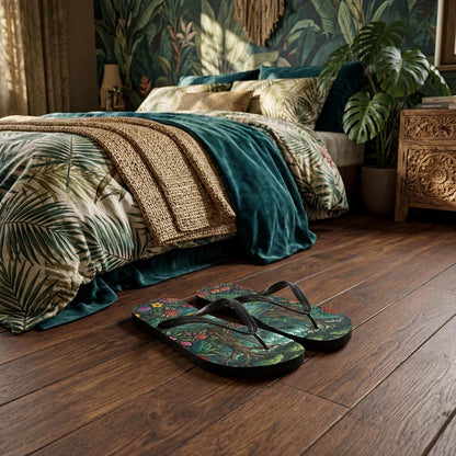 Jungle Flip Flops | Tropical Rainforest Lagoon Sublimation Sandals