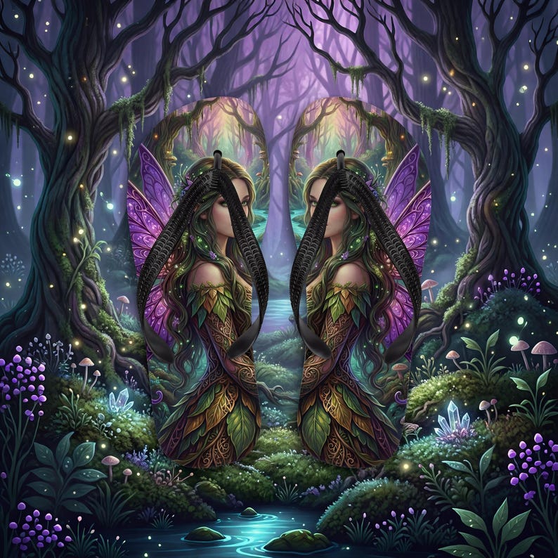 Fantasy Fairy Sandals | Forest Fae Sublimation Flip Flops