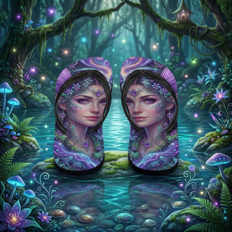 Fairy Flip Flops | Magical Purple Fae Fantasy Sandals