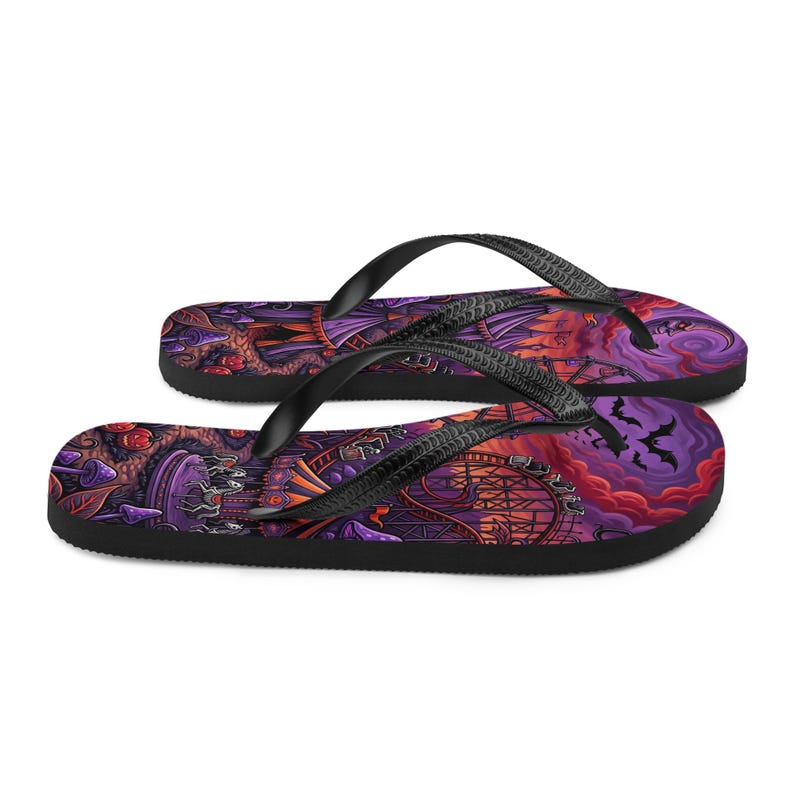 Spooky Carnival Flip Flops | Halloween Amusement Park Sandals