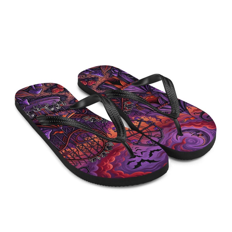 Spooky Carnival Flip Flops | Halloween Amusement Park Sandals