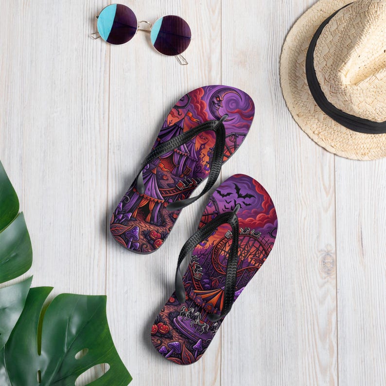 Spooky Carnival Flip Flops | Halloween Amusement Park Sandals