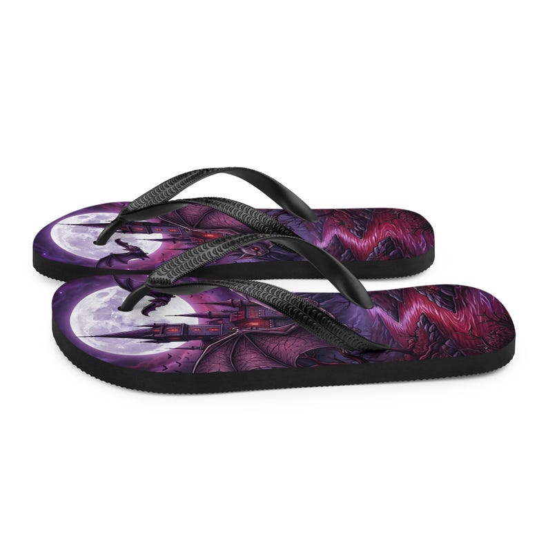 Gothic Flip Flops | Vampire Bat | Haunted Castle Sandals