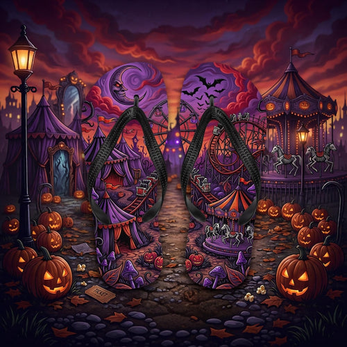 Spooky Carnival Flip Flops | Halloween Amusement Park Sandals