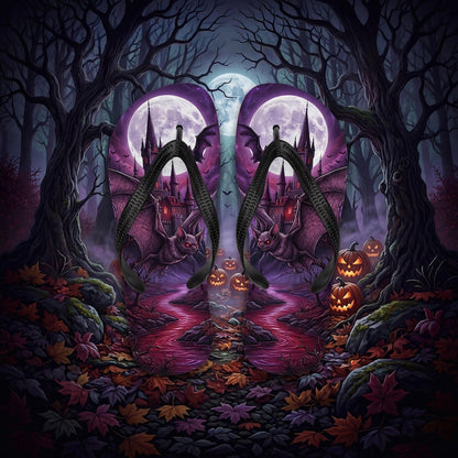 Gothic Flip Flops | Vampire Bat | Haunted Castle Sandals