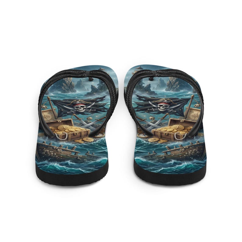 Pirate Flip Flops | Treasure Chest & Stormy Sea | Sublimation Sandals