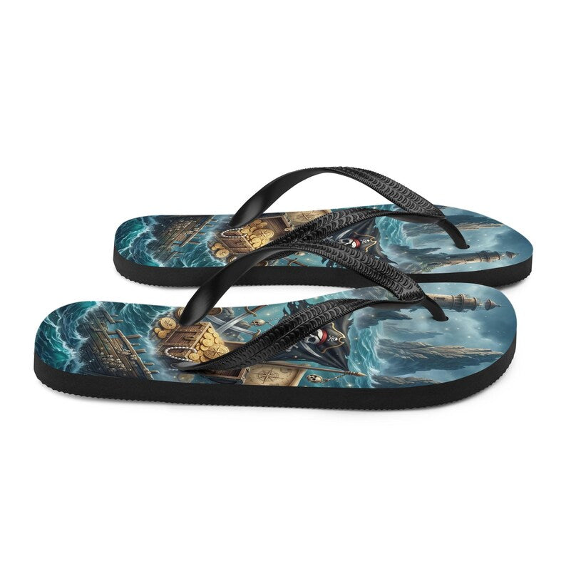 Pirate Flip Flops | Treasure Chest & Stormy Sea | Sublimation Sandals