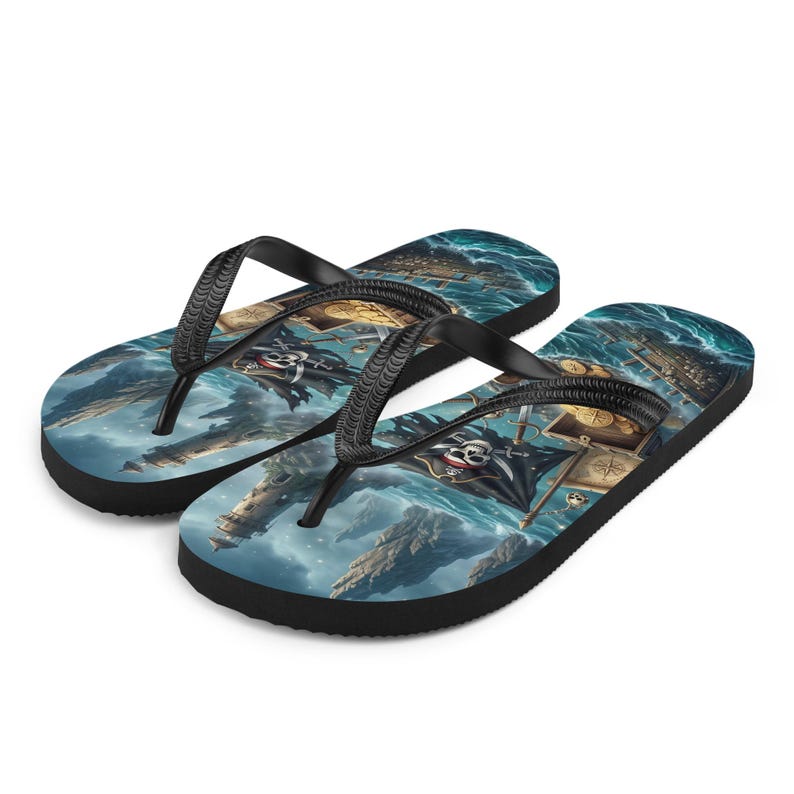 Pirate Flip Flops | Treasure Chest & Stormy Sea | Sublimation Sandals