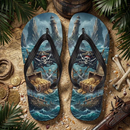 Pirate Flip Flops | Treasure Chest & Stormy Sea | Sublimation Sandals