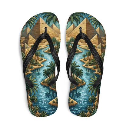 Ancient Egyptian Flip Flops | Pyramid & Nile River Sublimation Sandals