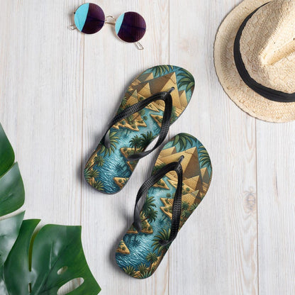 Ancient Egyptian Flip Flops | Pyramid & Nile River Sublimation Sandals