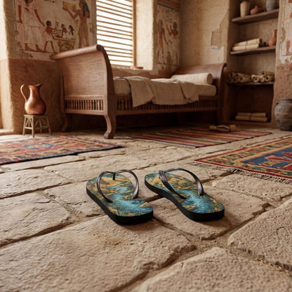 Ancient Egyptian Flip Flops | Pyramid & Nile River Sublimation Sandals