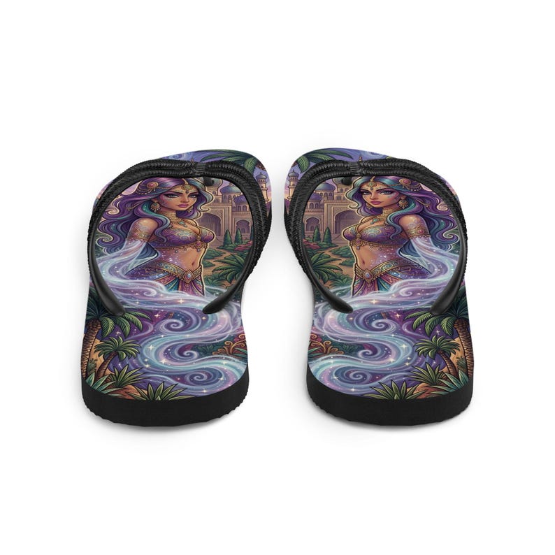 Magical Fantasy Flip Flops | Arabian Genie Girl & Enchanted Palace Sandals
