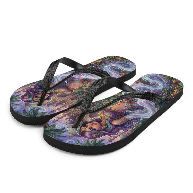Magical Fantasy Flip Flops | Arabian Genie Girl & Enchanted Palace Sandals