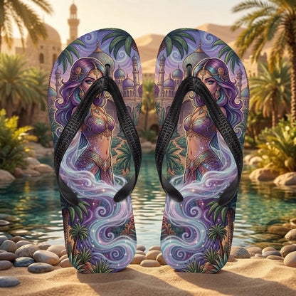 Magical Fantasy Flip Flops | Arabian Genie Girl & Enchanted Palace Sandals