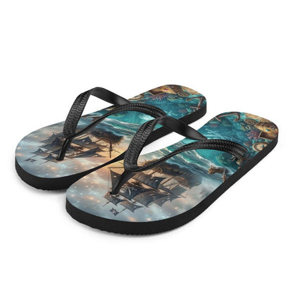 Pirate Ship Flip Flops | Undersea Treasure Sublimation Sandals