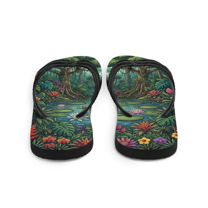 Jungle Flip Flops | Tropical Rainforest Lagoon Sublimation Sandals