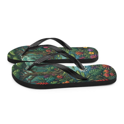 Jungle Flip Flops | Tropical Rainforest Lagoon Sublimation Sandals