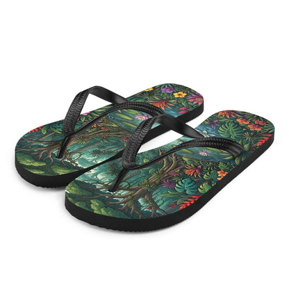 Jungle Flip Flops | Tropical Rainforest Lagoon Sublimation Sandals